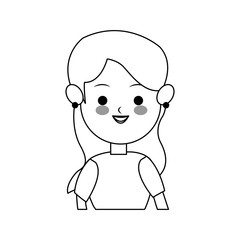 woman with long hair cute cartoon icon image vector illustration design 