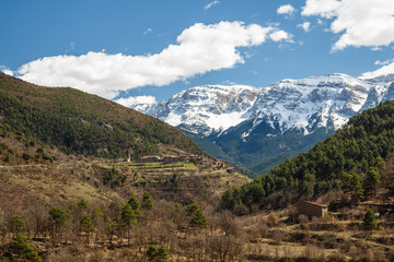 Fototapeta na wymiar Old medieval village in Pyrenees region, LLeila, Spain