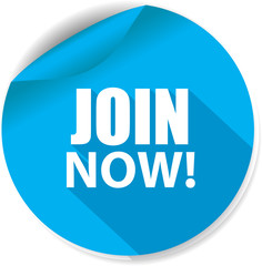 Join now! sticker, button, label and sign.