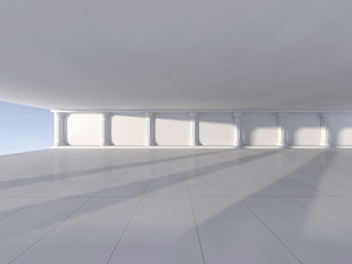 Classic Ancient Interior with Columns. 3D rendering
