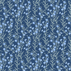 Seamless pattern with hand drawn flax