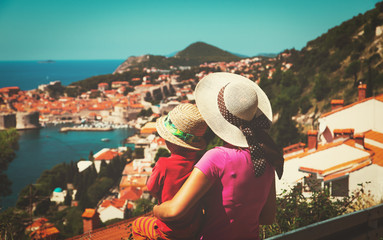 Fototapeta premium mother and little son travel in Dubrovnik, Croatia