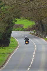 Motorbike on the road in Devon, England
