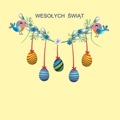 wielkanocna dekoracja z pisankami © klatki