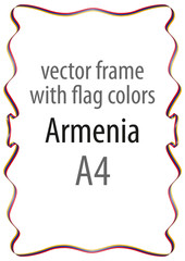 Frame and border of ribbon with the colors of the Armenia flag