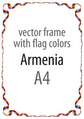 Frame and border of ribbon with the colors of the Armenia flag