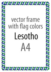 Frame and border of ribbon with the colors of the Lesotho flag