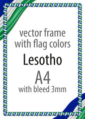 Frame and border of ribbon with the colors of the Lesotho flag