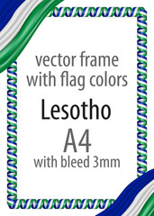 Frame and border of ribbon with the colors of the Lesotho flag