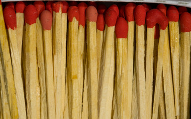 Matchsticks in box on wooden