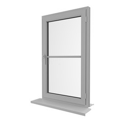 One door plastic window isolated on white. 3D illustration