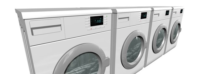 Washing machines, Fully automatic washing machines - isolated on white