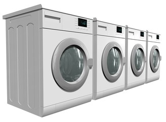 Washing machines, Fully automatic washing machines - isolated on white