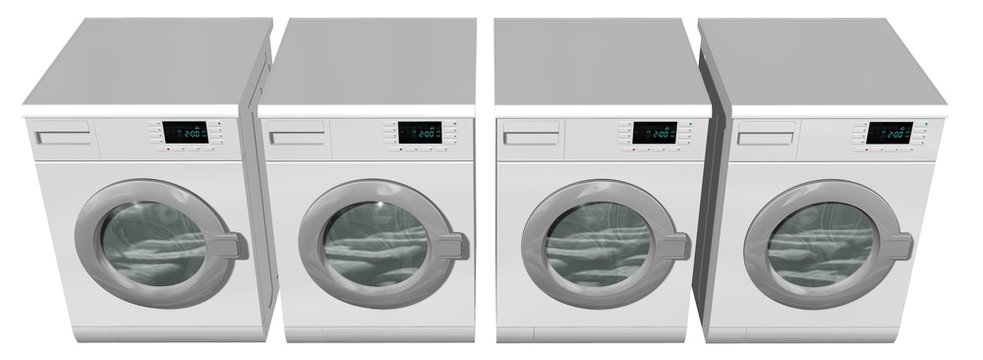 Washing machines, Fully automatic washing machines - isolated on white