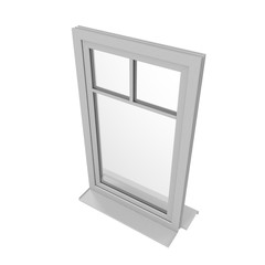 One door plastic window isolated on white. 3D illustration