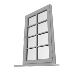 One door plastic window isolated on white. 3D illustration