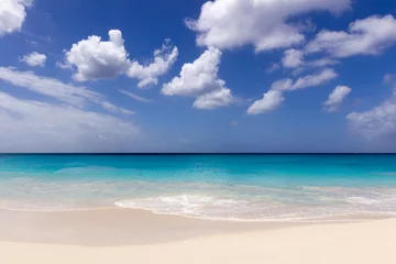 Keuken foto achterwand Seven Mile Beach, Grand Cayman Turkoois water en wit zand van de Caribische zee