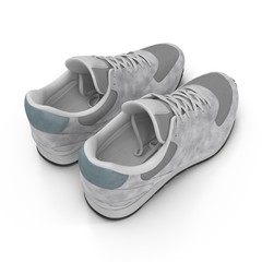 Pair of bright sport shoes on white. 3D illustration