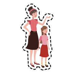 happy mother daughter family icon image vector illustration design