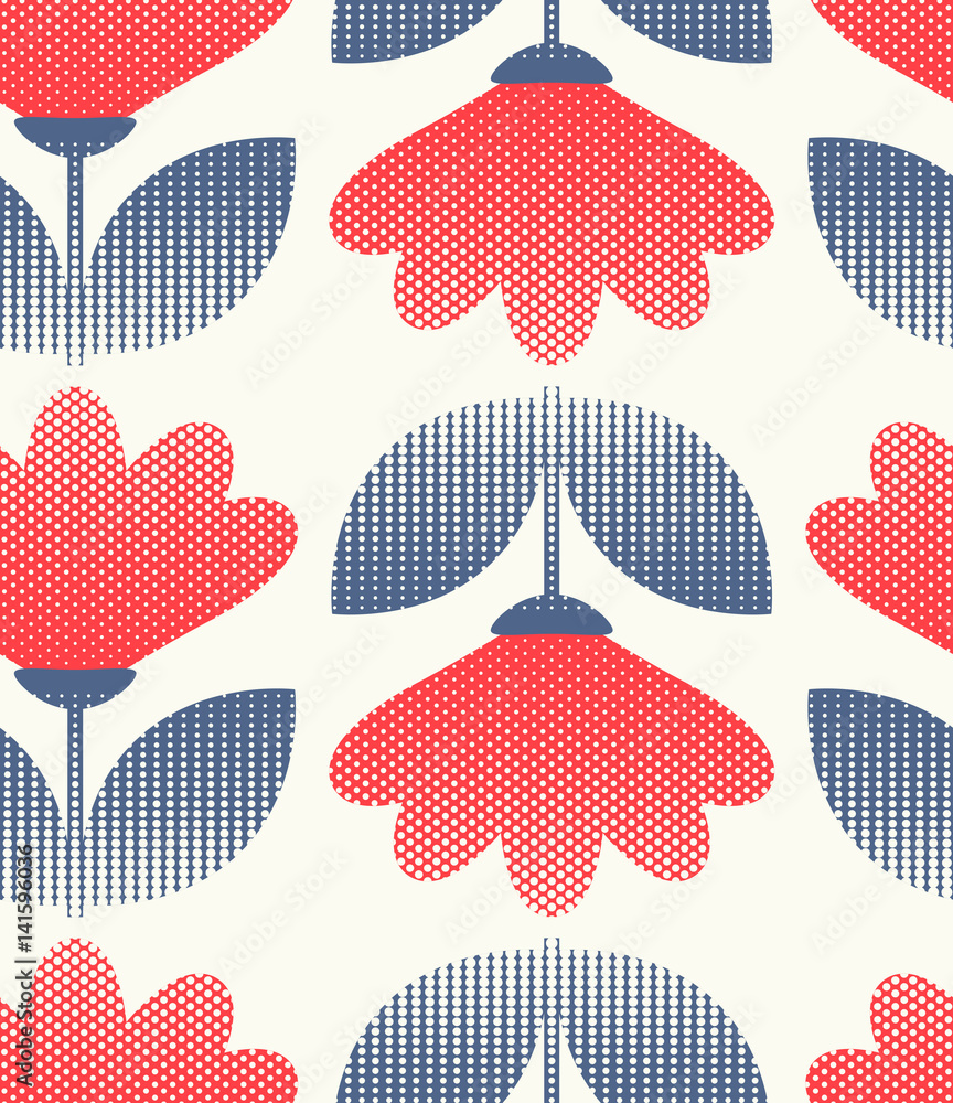 Poster seamless retro pattern with flowers