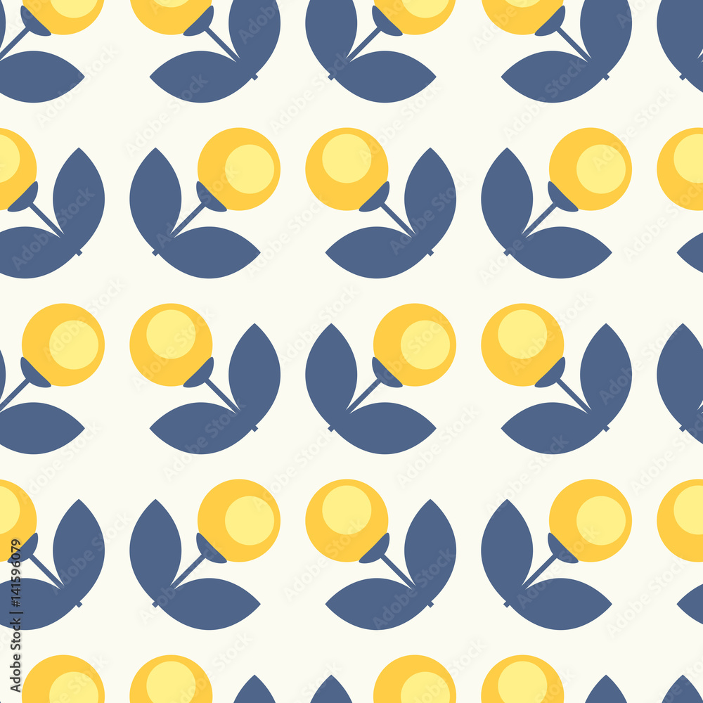 Poster seamless retro pattern with flowers