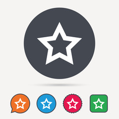 Star icon. Favorite or best sign. Web ranking symbol. Circle, speech bubble and star buttons. Flat web icons. Vector