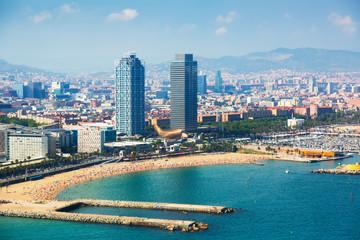 aerial view of Barcelona from Mediterranean