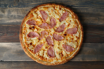 Cheesy tasty pizza with bacon