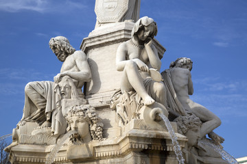 Fototapeta na wymiar Fountain by Pradier, Esplanade Charles de Gaulle Square, Nimes