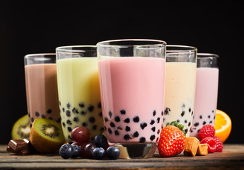 Milky fruit flavored bubble tea
