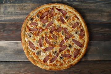 Delicious pizza with sausage