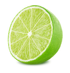 Half of lime isolated on white background