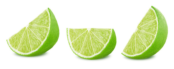 Lime slices set isolated on white background