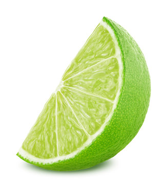 Slice of lime isolated on white background