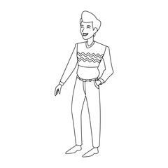 happy man wearing sweater icon image vector illustration design 