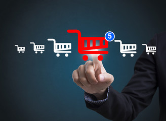 Online marketing business technology. concept selecting shopping cart.