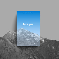 Mountain landscape with blue transparent space for creative design