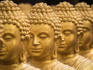 No drill blackout roller blinds Buddha Close-up on head buddha statue, soft focus.