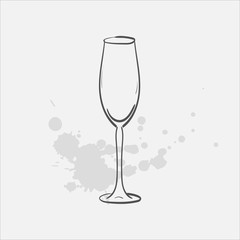 flute glass vector sketch icon