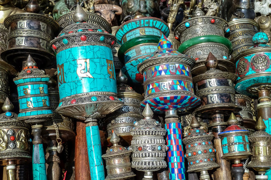 Devotional objects for pilgrims, Swayambhunath, Kathmandu Valley, Nepal
