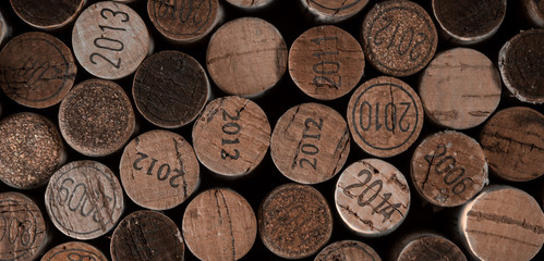 Background of used wine corks.
