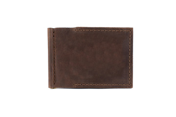 Leather wallet on a white background, isolated