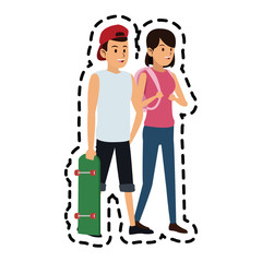 young man and woman friends icon image vector illustration design 