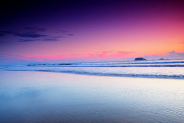 Sunrise at the beach / Sunrise or sun up is the instant at which the upper edge of the Sun appears over the horizon in the morning