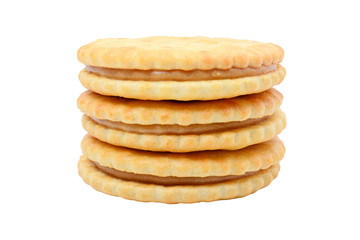 Peanut butter sandwich isolated on white background