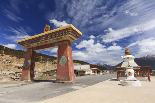 Row of stupas at the gate of Deqing city, Yunnan, China