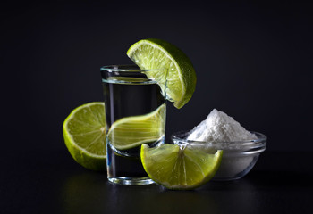 Gold tequila and lime