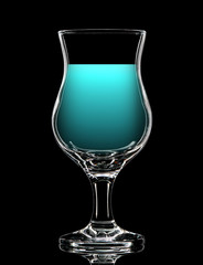 Silhouette of colorful cocktail glass with on black background