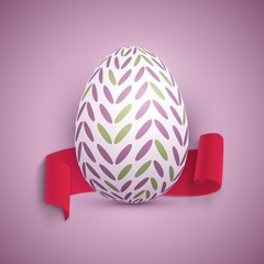 Illustration of Vector Easter Egg. Happy Easter Painted Vector Egg with Ribbon Banner and DOF Photography Effect