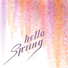 Obraz na płótnie Canvas Spring background with blooming wisteria